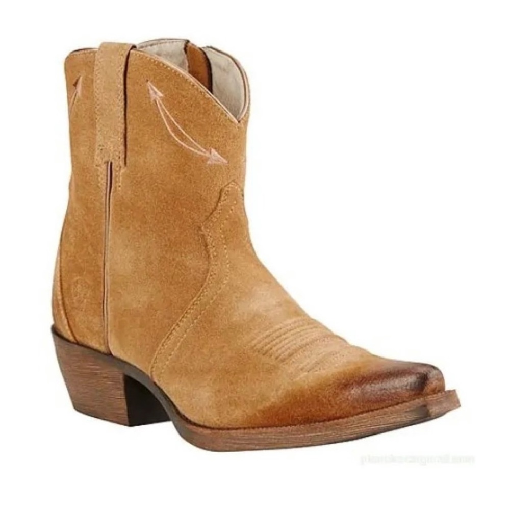 ARIAT Marilyn Western Boots 8 Cowgirl Driftwood Brown Blush Pink Embroidery